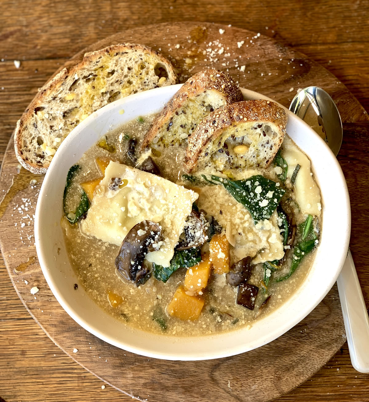 Ravioli Mushroom Pumpkin Parmesan Soup Hawthorne Garage