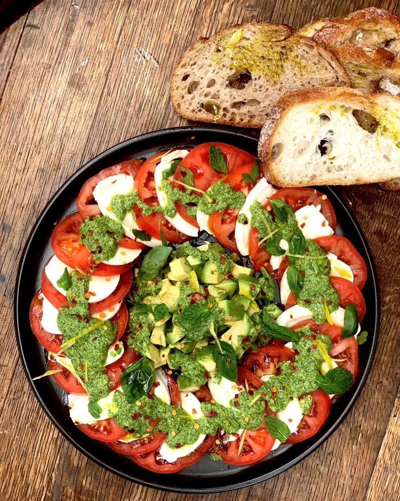 Recipe Mint Pesto Heirloom Tomato Avocado Caprese Salad01