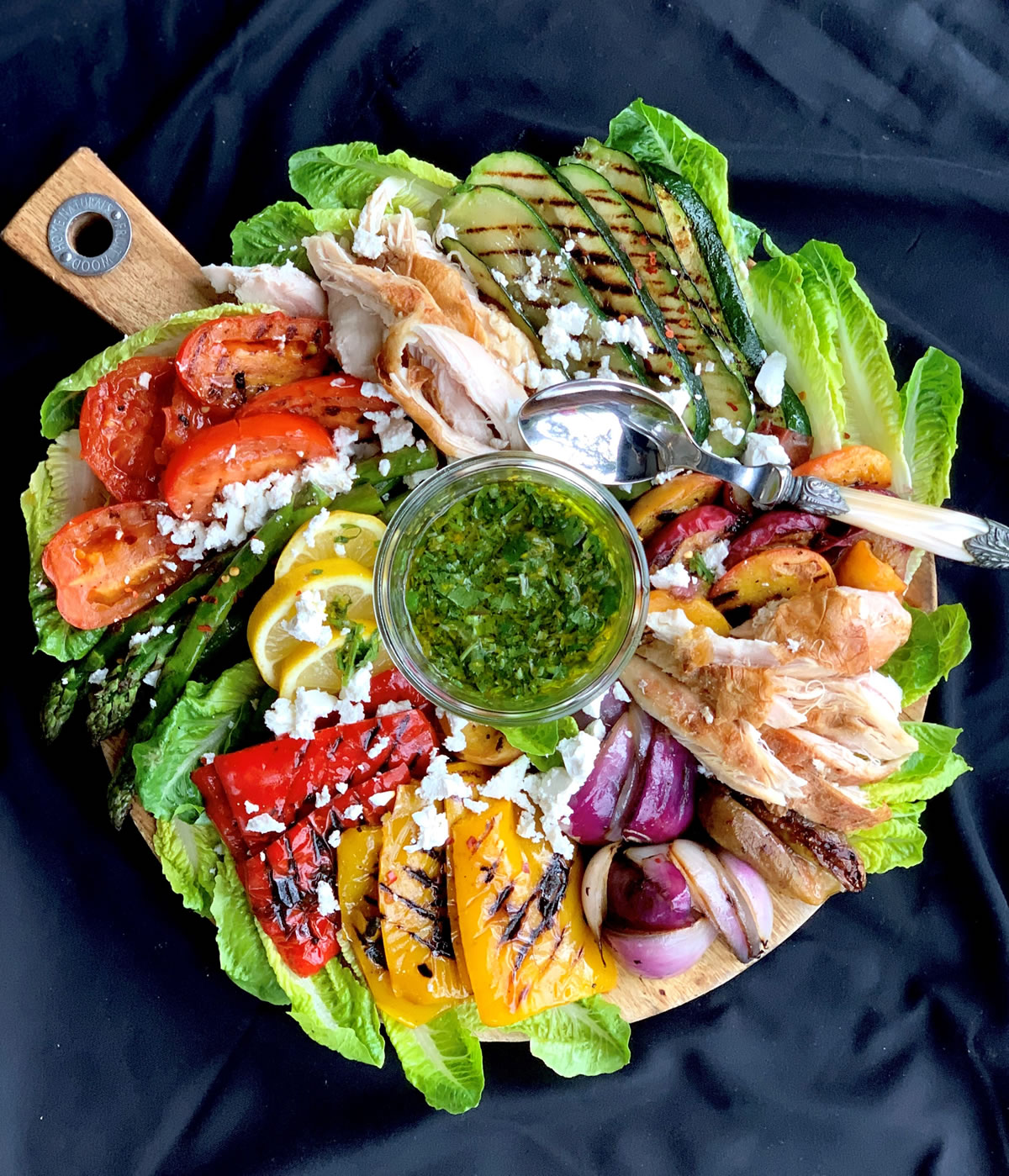 ‘ODE TO SUMMER’ Grilled Salad Board with Chimichurri Dressing Hawthorne Garage