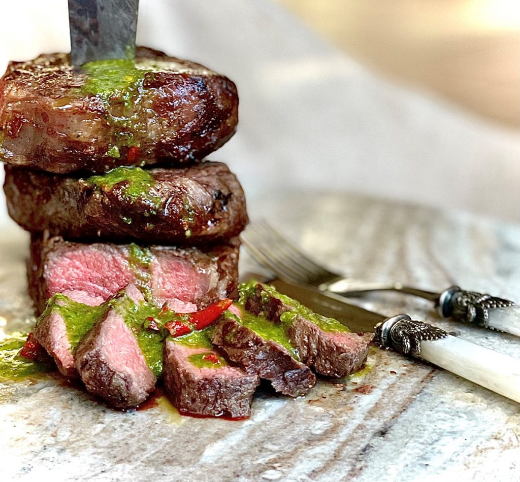Recipe Reverse Seared Scotch Roast Steak With Chimichurri Sauce01