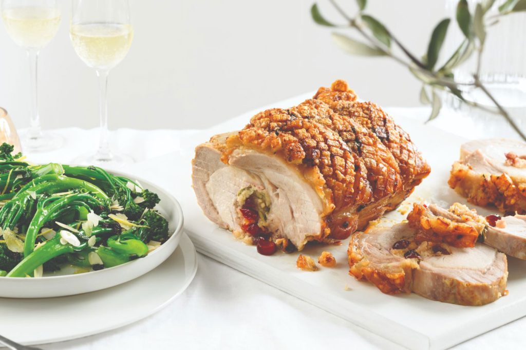 Recipe Roast Pork With Crispy Crackling And Cranberry Apple Stuffing